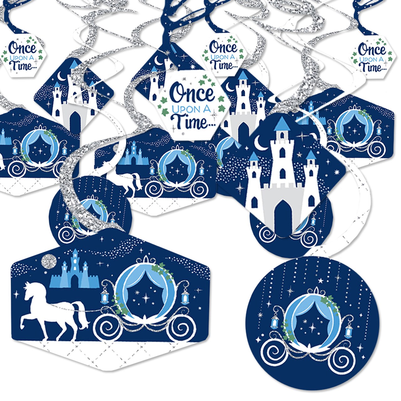 Big Dot of Happiness Fairy Tale Fantasy - Royal Prince and Princess Party Hanging Decor - Party Decoration Swirls - Set of 40
